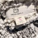 Thread and Supply  Large Sherpa Pullover Sweater Top Gray Zip Fleece Lazy Sunday Photo 7