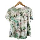 Tryst  Womens S T-Shirt Twist Front Round Neck Abstract Green Pink White Active Photo 1