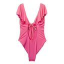 Trina Turk NWT  Monaco Solids Flutter One Piece Swimsuit Geranium Pink Size 6 NEW Photo 3