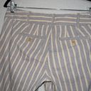 The Loft  Cream & Blue Stripe Marisa Linen Blend Crop Pants Size 4 Photo 5