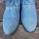 Retro Women’s Denim Mid Calf Temptations Cowboy Jeans Boots Leather Size 6 B VTG Blue Photo 2