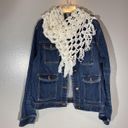 White Open Crochet Granny Shawl With Tassel Fringe Photo 1