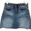 BLANK NYC  Faded Light Wash Denim Skirt A-Line Raw Hem Mini Skirt Size 25 Photo 0