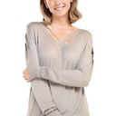 Umgee  𝅺Gray Tunic Sweater w/ Criss-Cross Front Detail Photo 0