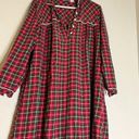 L.L.Bean  Womens M  Plaid Red Flannel 100% Cotton Nightgown Cozy Vintage Button Photo 1