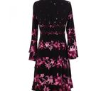 Alfani  long bell sleeve berry shimmer wine floral swing dress size 16P NWT Photo 4