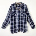 Dress Barn DB  Navy & White Plaid Long Sleeve Button Up Shirt Size 2X Photo 0