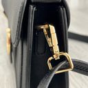 None Black Mid Sized Gold Hardware Plaid Interior Crossbody Shoulder Bag Photo 11