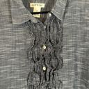 Orvis  Gray Long Sleeve Button Down Ruffle Detail Cotton Shirt Women Sz 18 Photo 4