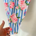 Betsey Johnson  Women Blue Stripe Floral 1 Piece Swim Suit Size S Large Photo 7