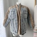 Women’s Blue Denim Tan Onion Quilted Fall Spring Button Front Jacket Size Medium Photo 0