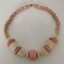 Madewell Tan and Pink Wooden Beaded Necklace Photo 1