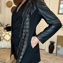 Peter Nygard black faux leather and knit embellished zipper jacket sz S Photo 5