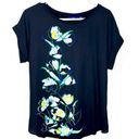 Apt. 9  black floral dolman short sleeve Flowy top Photo 0