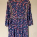 J.Jill  Pink Blue Floral Boho Tunic Peasant Blouse Size M Photo 1