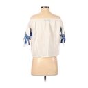 Blue Rain 🌸  White Blue Tassel Short Sleeve Blouse Size Small Photo 1