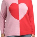 Cupcakes and Cashmere  Heart Sweater Red and Pink Color Block Crewneck Sz S Photo 4