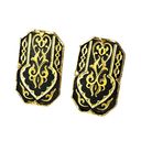 Onyx VTG Ai Earrings  Etched Gold Filled Birds Flowers Damascene Floral Photo 1