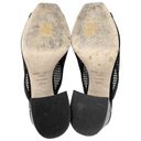 Jimmy Choo  Mules Joud 85 Black Leather Trimmed Honeycomb Mesh Block Heel Sandals Photo 6