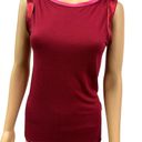 T Tahari Tahari Red Boat Neck Multi Color Tee Satin Sleeve Top Women’s Small Photo 6