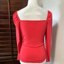 Abound  Womens Casual Top Red 3/4 Sleeve Stretch Ruched Square Neck M New Photo 4