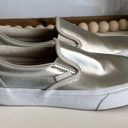 Vans  Classic Slip-On Metallic Leather Silver/True White Size 6 Photo 1