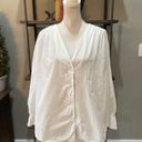 Jason Wu  Collective Collarless Button Down Top White Womens Size XL Photo 4