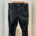 American Eagle Size 12 Reg  Black Super Distressed Curvy High Rise Jegging Jeans Photo 1