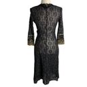 Betsey Johnson Vintage 90s  Sheer Lace Midi Dress L Black Silver Metallic Wrap Photo 3