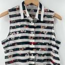 Equipment  Tank Small Button Down Shirt Black Floral Stripe Casual Office NWT Photo 3