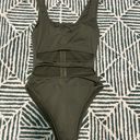 One Piece Olive Green Cut Out  Bodysuit Photo 0