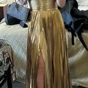 Gold Metallic Halter Formal Dress Size 4 Photo 1