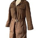 Vintage 70s Belted Winter Coat Hooded Cargo Parka Faux Fur Lined Chocolate Brown Size M Photo 6