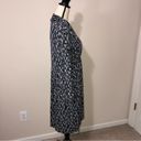 Soma  Dress Size Large Faux Wrap Top Black White Blue Long Sleeve Geometric Print Photo 9