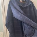 Moda Le  Blue Plaid Button Front Poncho‎ Style Sweater One Size Womens Photo 2
