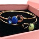 Vintage Blue  and Green Bangle Clasp Rhinestone Bracelets Photo 2