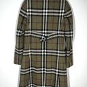 Burberry  Sz 2 Wool Nova Check Button Front Jacket Mid Length Green Photo 4