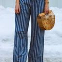 American Eagle  Women's Blue White Striped Wide Leg Paperbag‎ Pants Sz 8 NWOT Photo 1