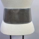 Fendi Metallic Silver Leather PVC wide cinch belt 2007 runway Womens FLAWED Photo 3