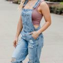 Pink Lily Distressed Boyfriend Overalls Photo 1