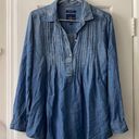 American Eagle  Jegging Fit Chambray Denim Top Lyocell Stretch Jean Button Top Photo 0