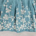 Talbots  Skirt Size 4 Blue Linen Floral Embroidered A-Line Pleated Cottagecore Photo 4