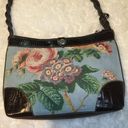 Brighton  Vintage Floral Tapestry Handbag Purse Bag Brown Leather Braided Tote Photo 9