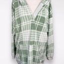 Aerie Oversized Hooded Sweatshirt Green White Plaid Size Medium Photo 0