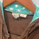 O'Neill  Juniors Brown Turquoise Zip Up Heart Print Bead Hoodie Jacket Sz XS Photo 1