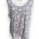 Bobeau Studio B by  Scoop Neck Tank Top Plus 2X Blue Pink Floral Tie Hem NWOT Photo 0