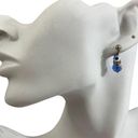 Swavorski Blue Swarovski Crystal drop Earrings round crystals silver rhinestone rondelle Photo 0