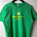 Budweiser Vintage Y2K  Beer T Shirt Green Large L Graphic Tee 100% Cotton Solid Photo 8