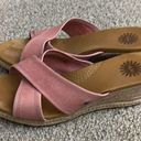 UGG  Pink Leather Criss Cross Mule Wedge Sandals Women's 7.5 Photo 0