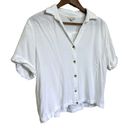 Sim & Sam  Cropped Button Up Blouse Womens XL White Rayon Minimalist Neutral Boho Photo 2